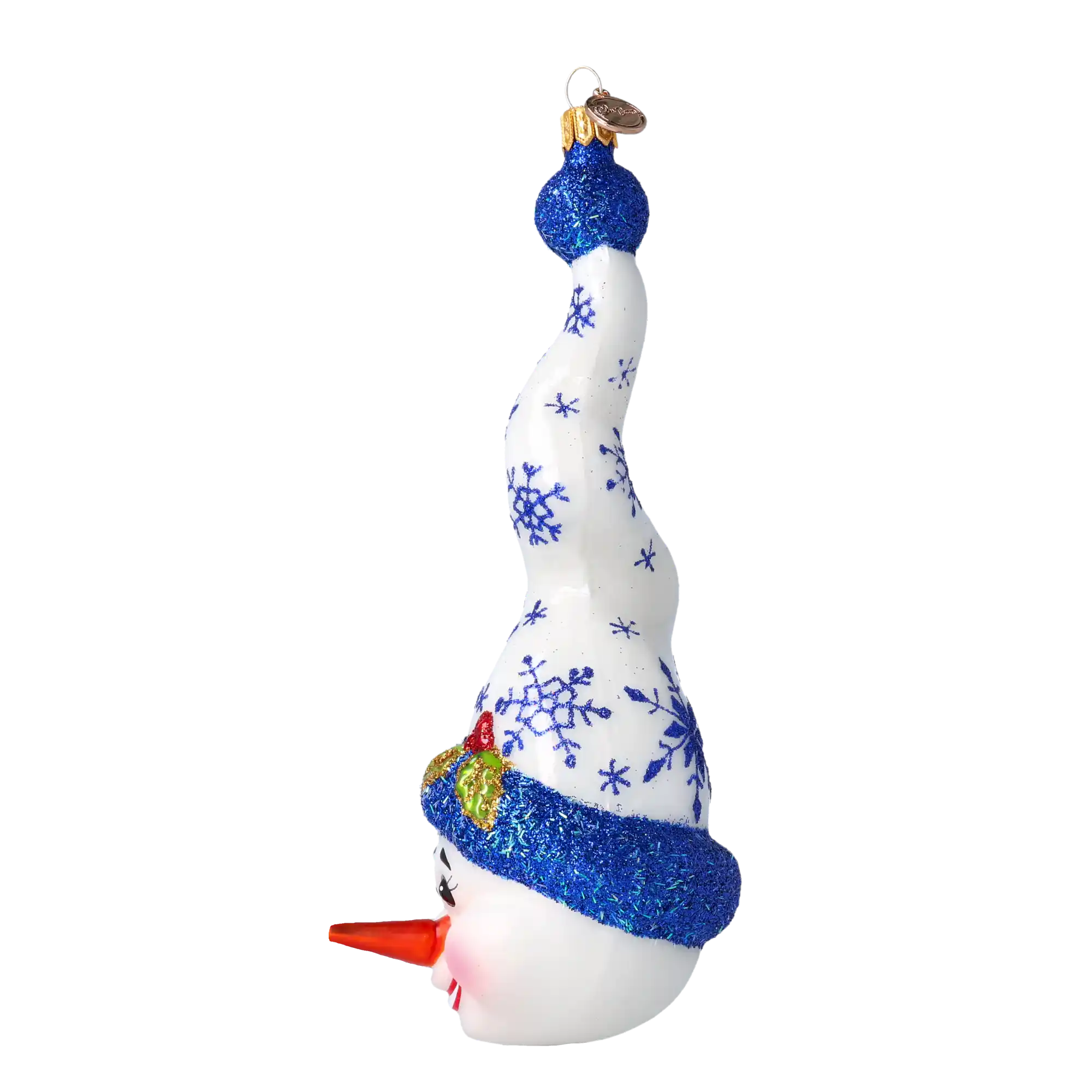 Bałwanek W Kręconej Czapce Szklana Ozdoba