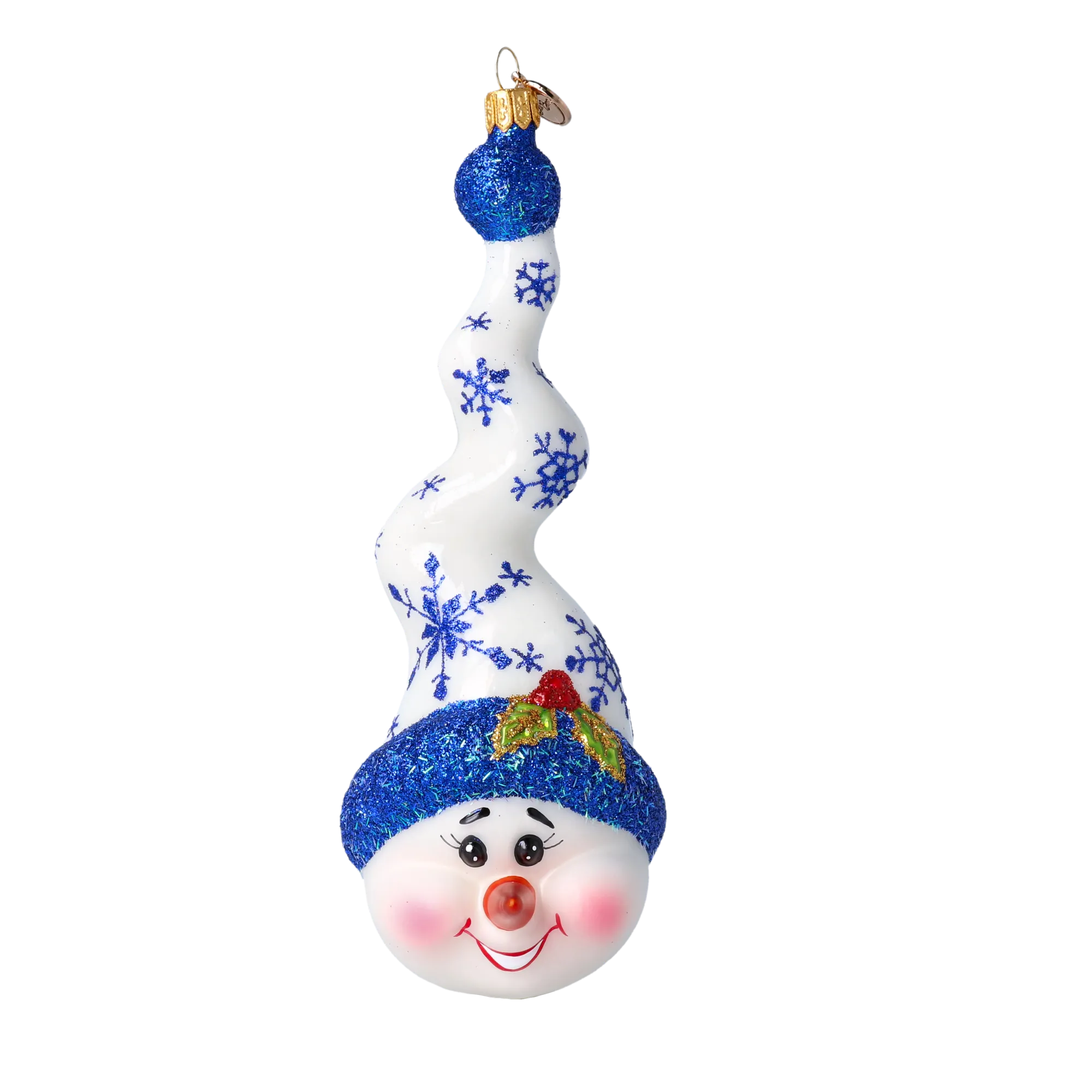 Frosty Flurry Twister Handmade Glass Christmas ornament Snowman 2024-182