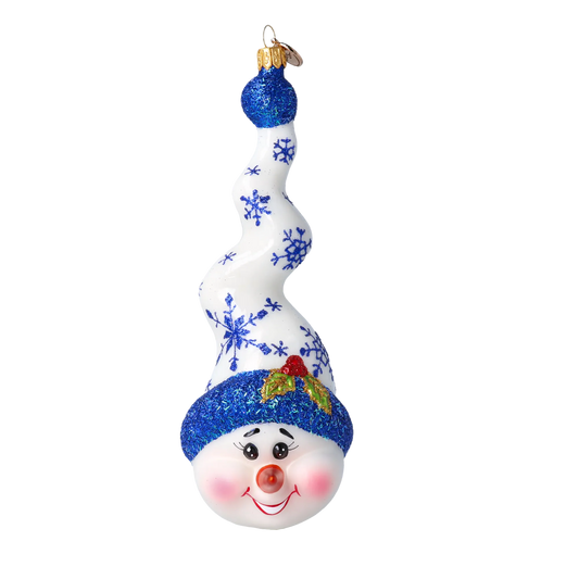 Frosty Flurry Twister Handmade Glass Christmas ornament Snowman 2024-182