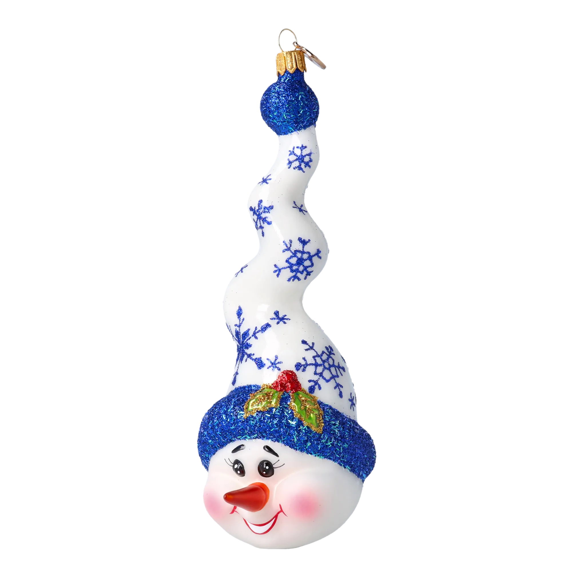 Frosty Flurry Twister Handmade Glass Christmas ornament Snowman 2024-182