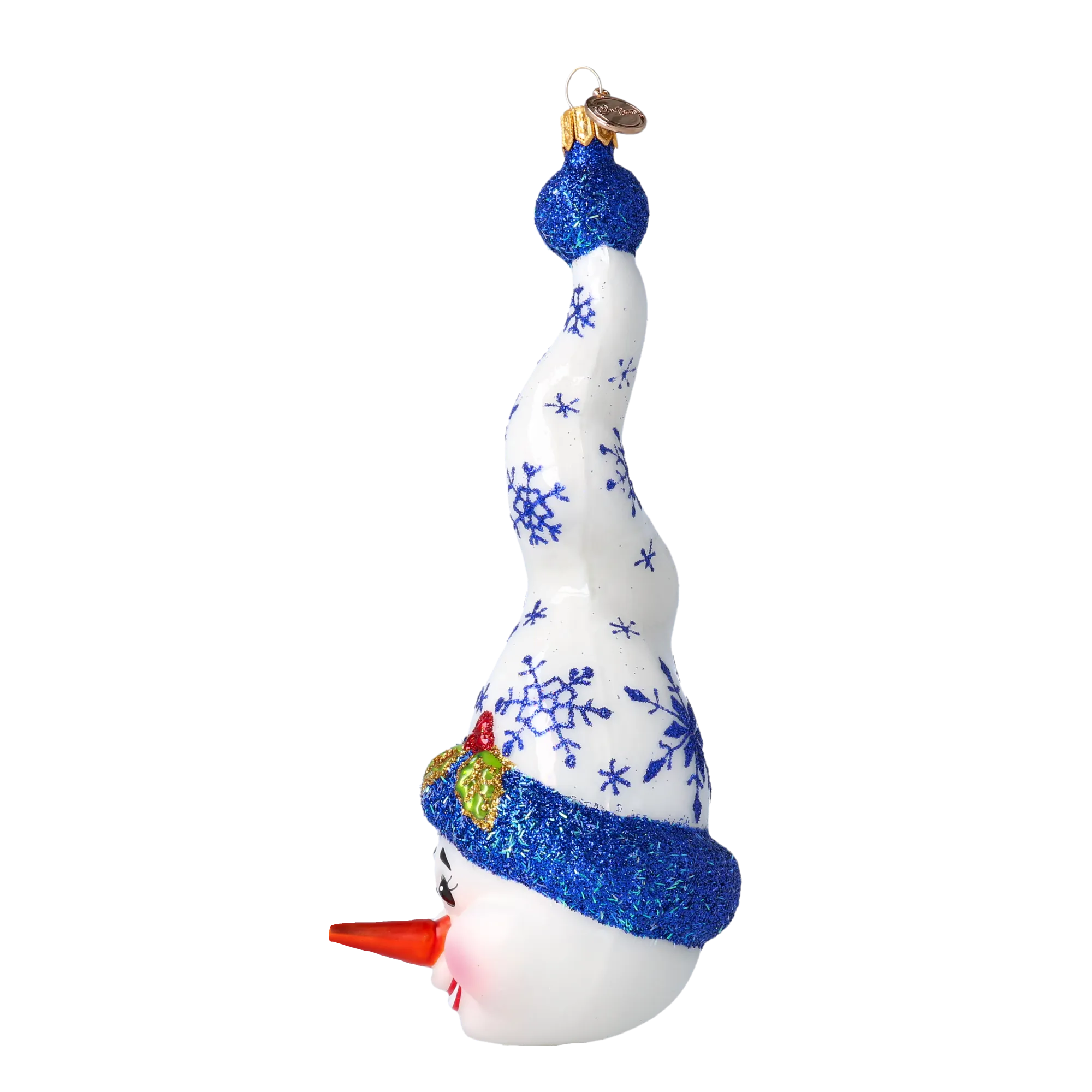 Frosty Flurry Twister Handmade Glass Christmas ornament Snowman 2024-182