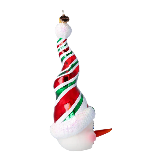 Bałwanek W Kręconej Czapce Szklana Ozdoba