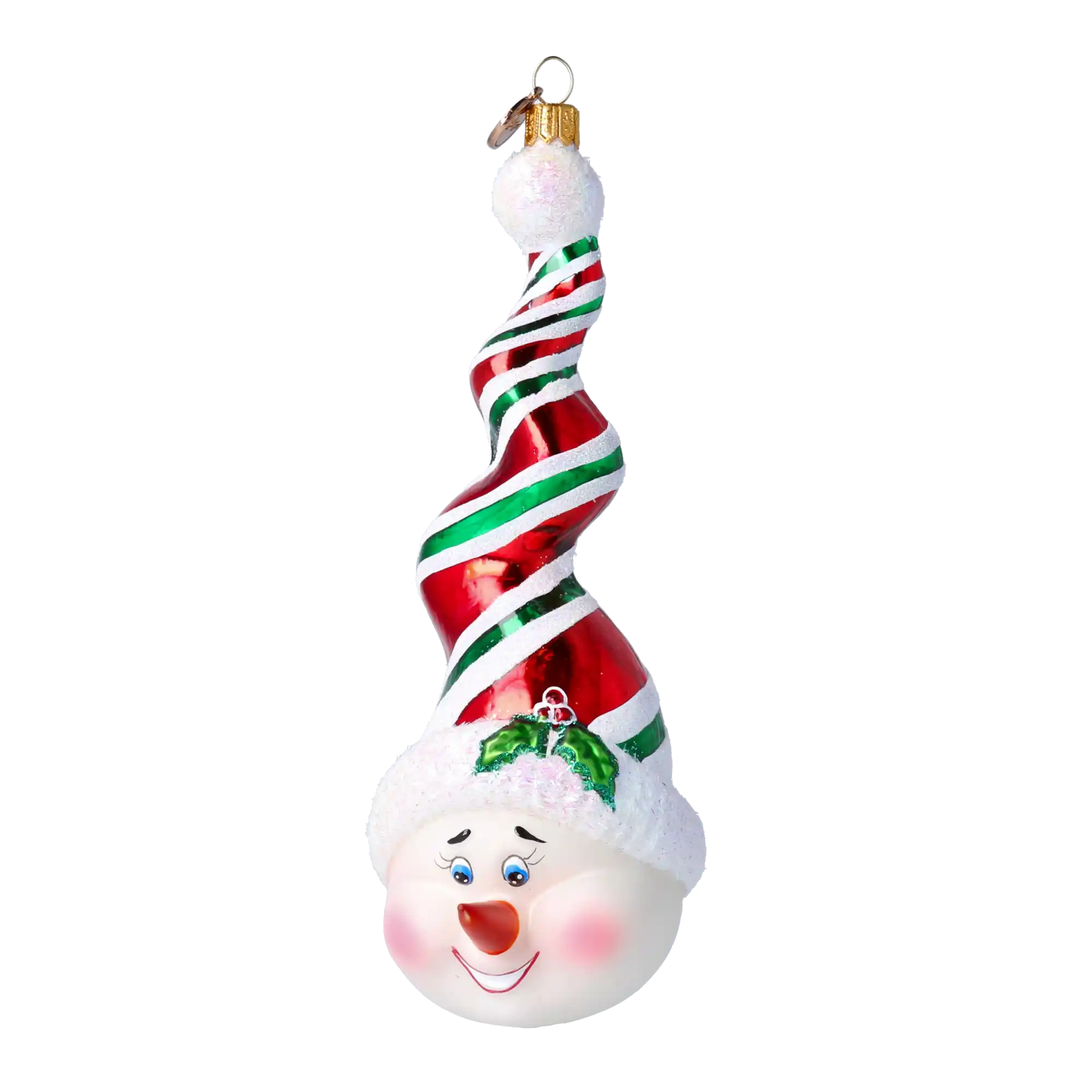 Bałwanek W Kręconej Czapce Szklana Ozdoba