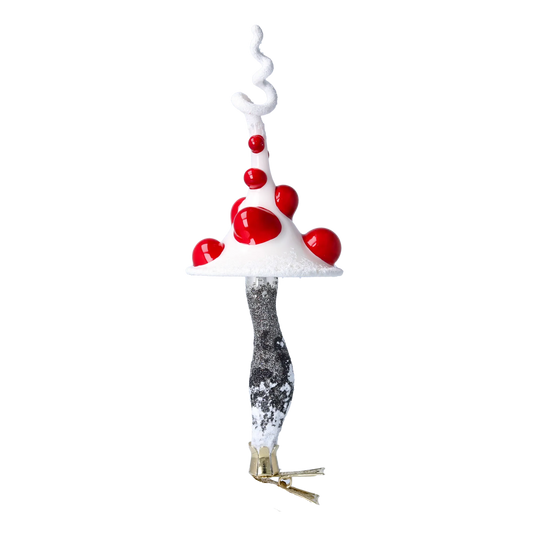 Twisted Toadstool Dream Mushroom  Handmade Glass Christmas ornament 2024-184