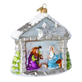 Load image into Gallery viewer, Silver Starlight Nativity Premium christmas glass ornament 2024-196
