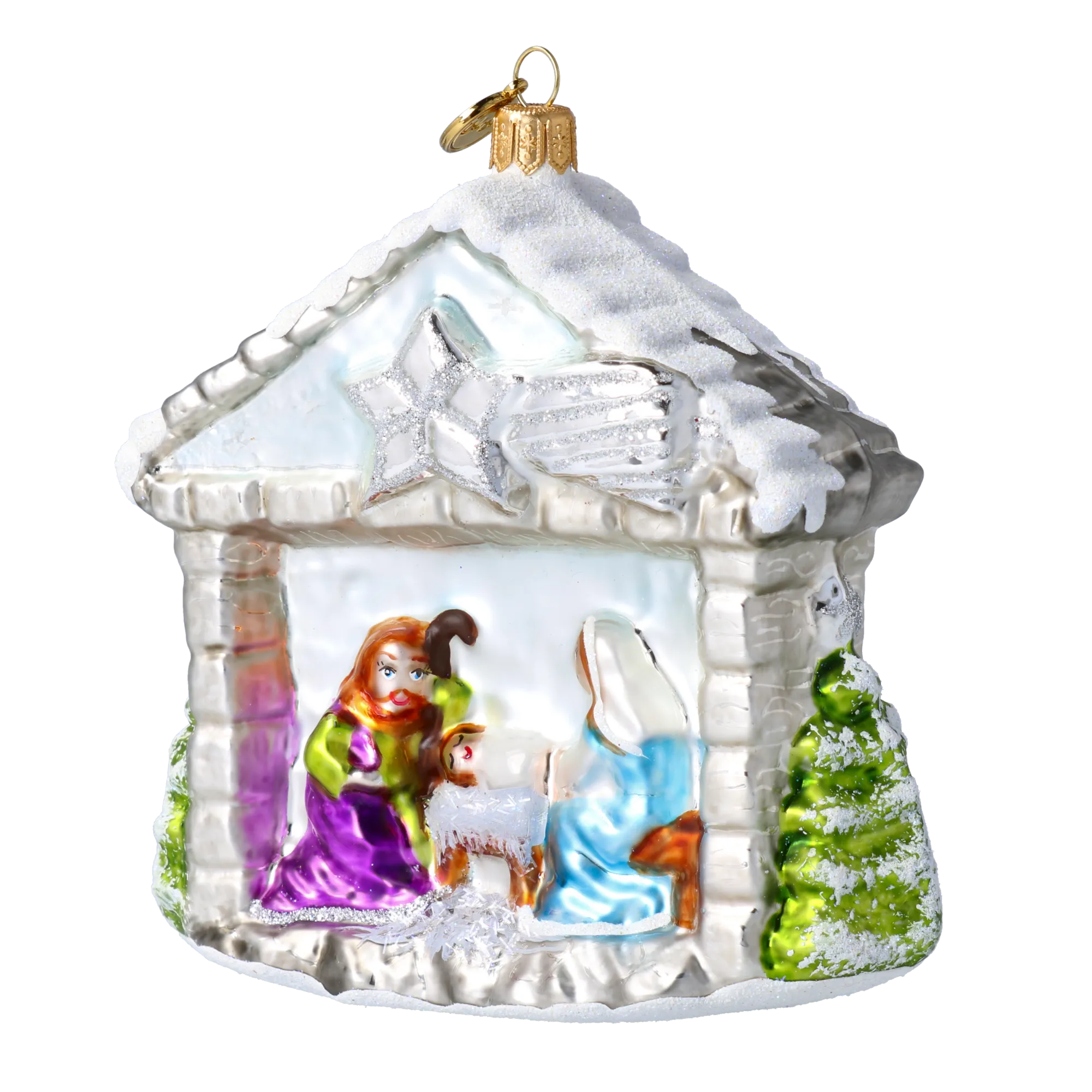 Silver Starlight Nativity Premium christmas glass ornament 2024-196