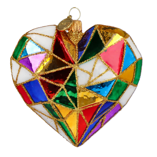 Gilded Stained Glass Heart Premium christmas glass ornament 2024-197