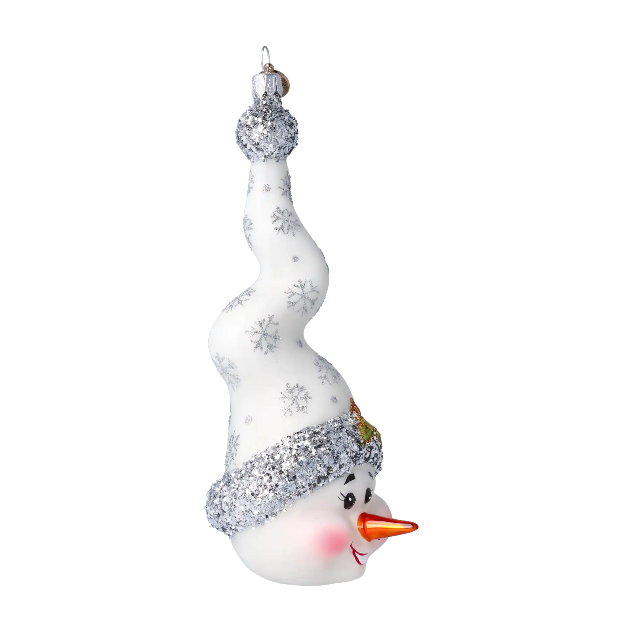 Bałwanek W Kręconej Czapce Szklana Ozdoba