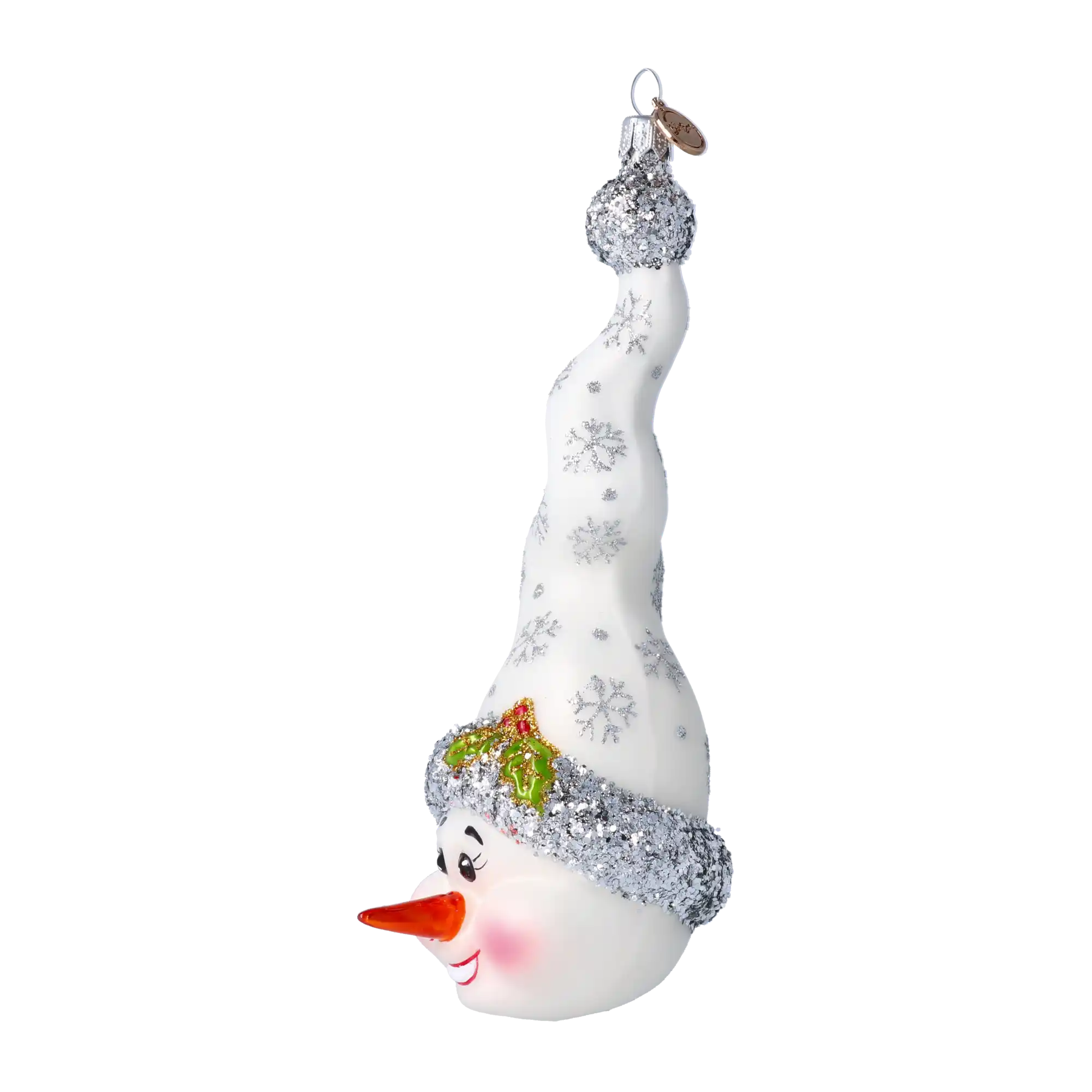 Bałwanek W Kręconej Czapce Szklana Ozdoba