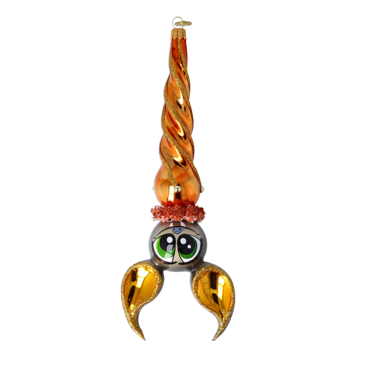 Nocturnal Amber Sentinel | Hand-Painted Glass Ornament | Blubom 2024-223