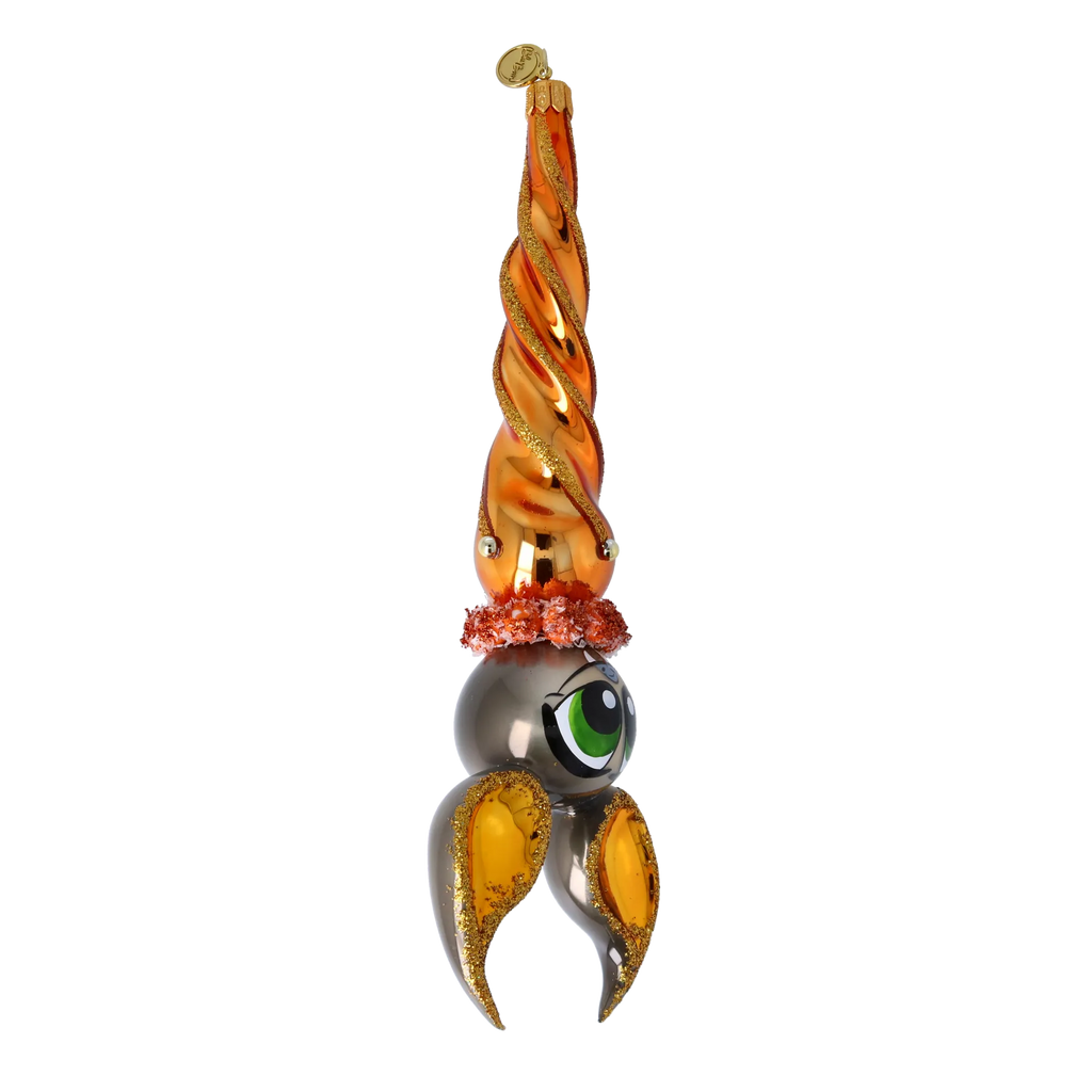Nocturnal Amber Sentinel | Hand-Painted Glass Ornament | Blubom 2024-223