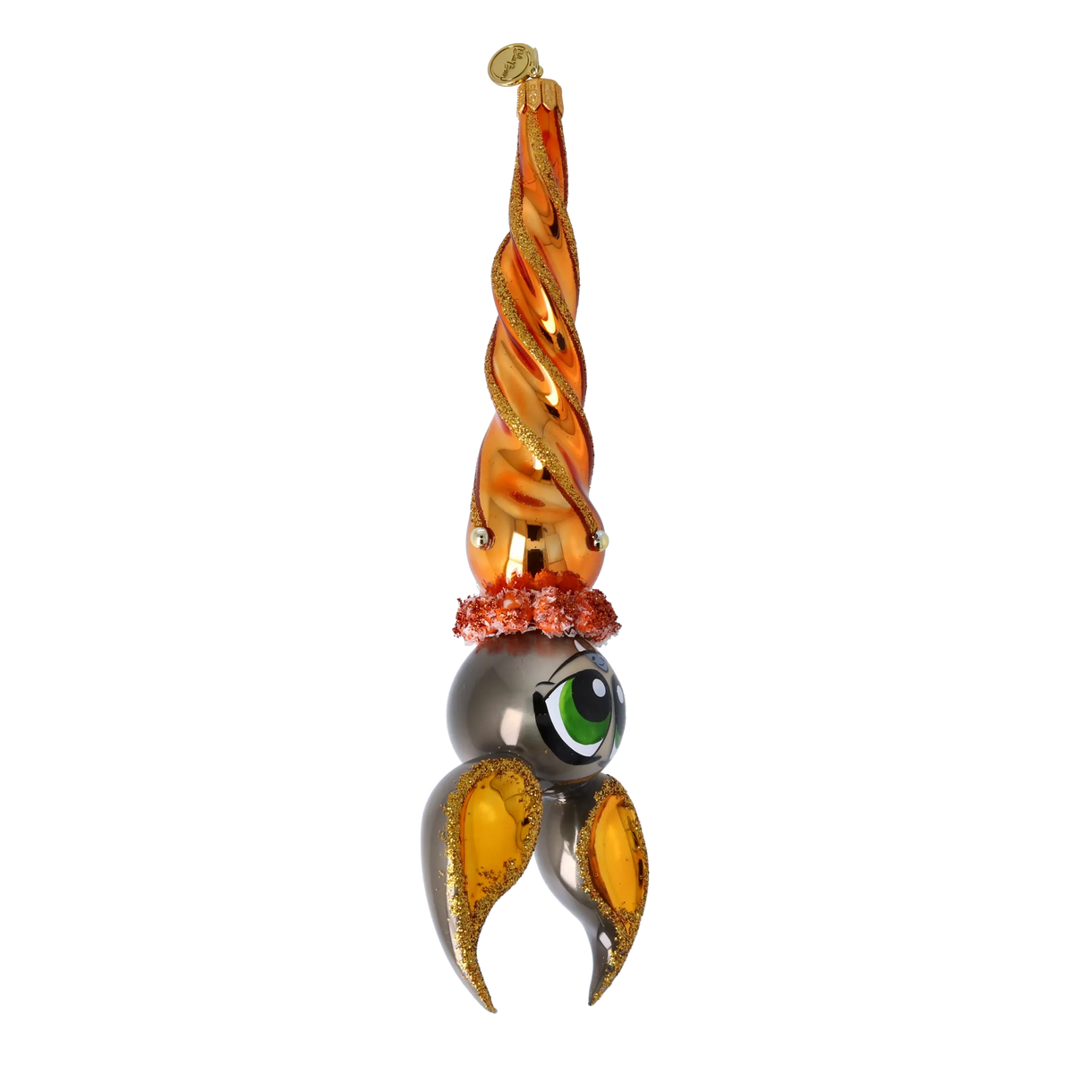 Nocturnal Amber Sentinel | Hand-Painted Glass Ornament | Blubom 2024-223