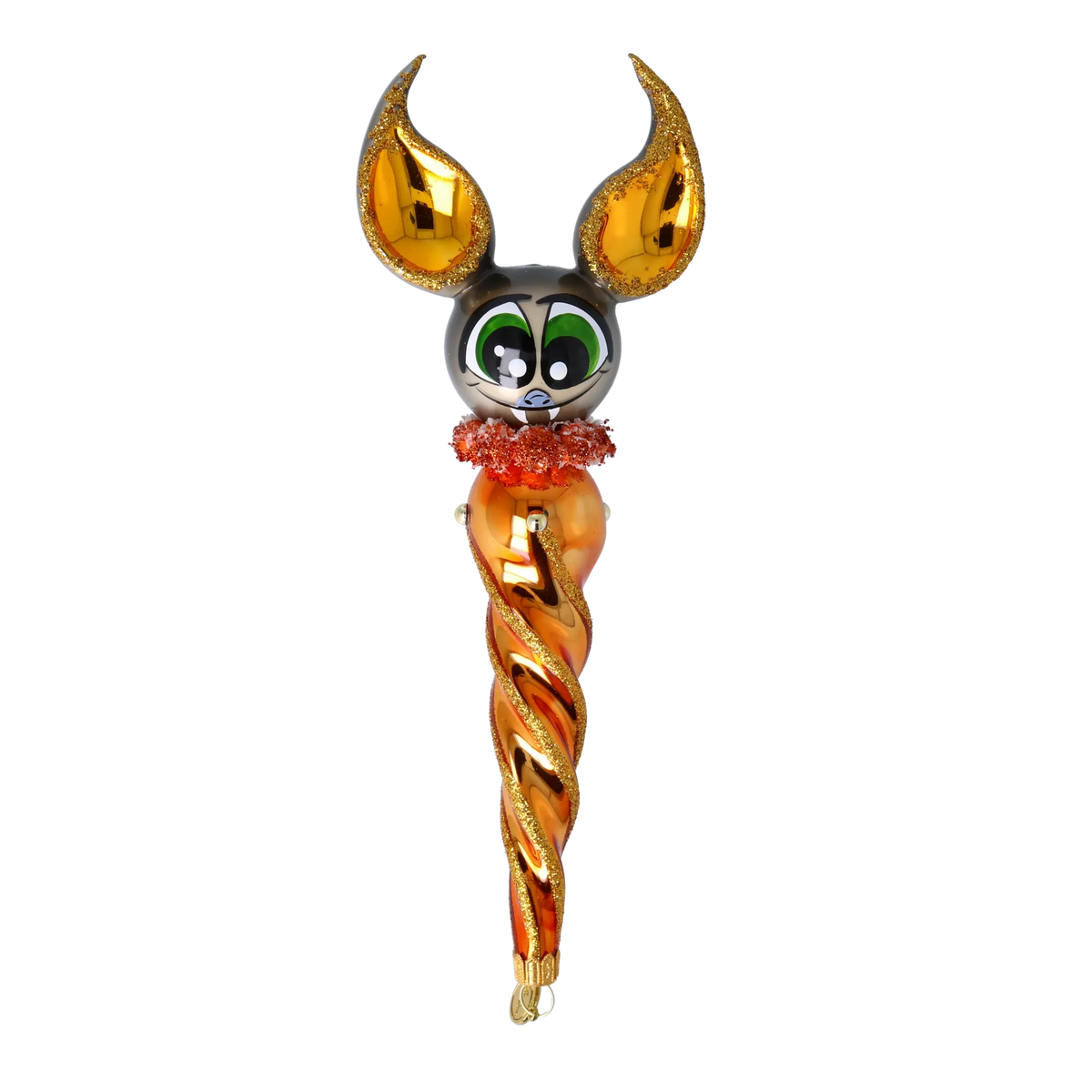 Nocturnal Amber Sentinel | Hand-Painted Glass Ornament | Blubom 2024-223