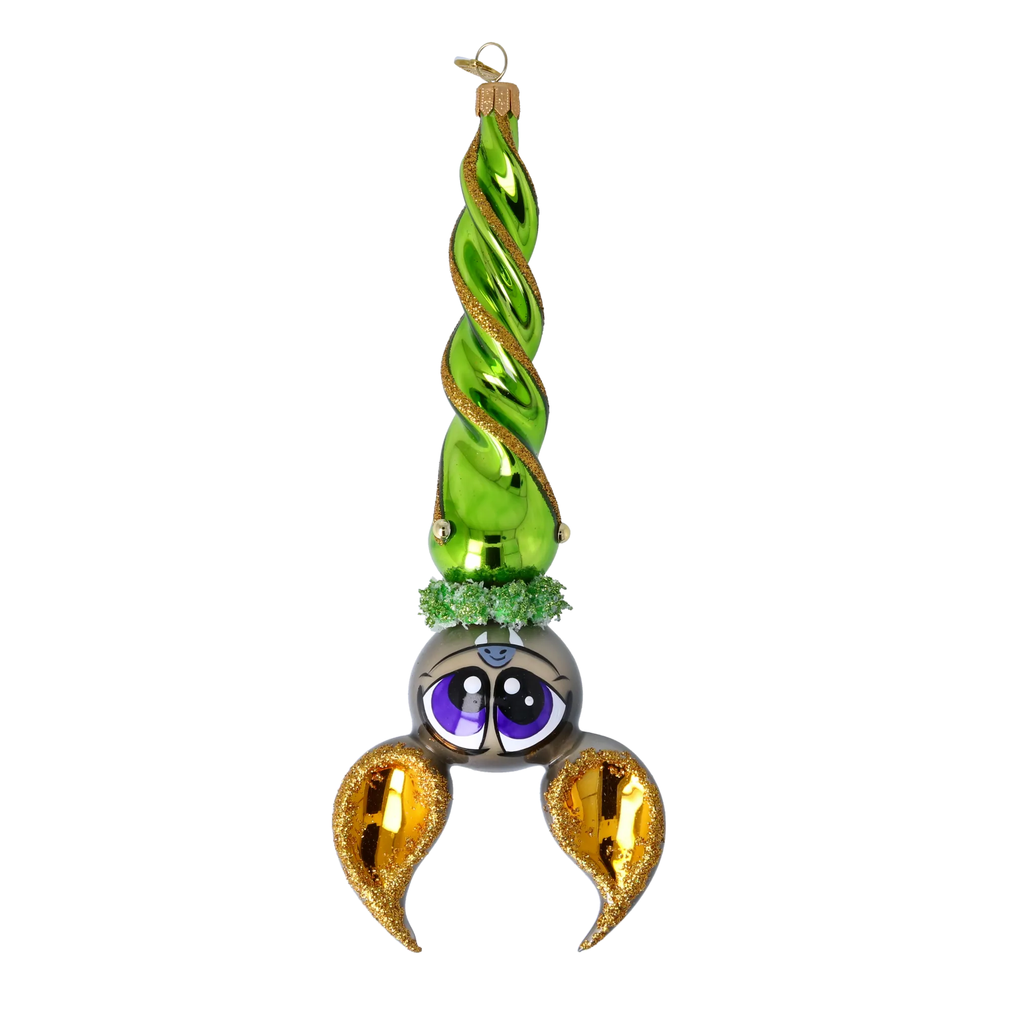 Bat -Green Claw. Handmade Glass Christmas ornament. 2024-224