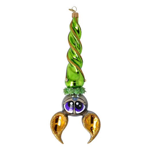 Bat -Green Claw. Handmade Glass Christmas ornament. 2024-224