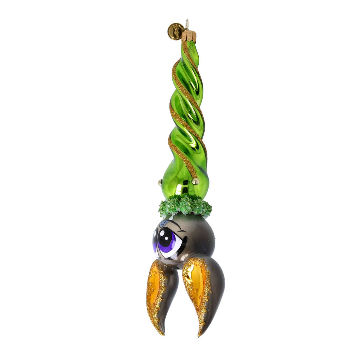 Nocturnal Emerald Sentinel | Hand-Painted Glass Ornament | Blubom 2024-224