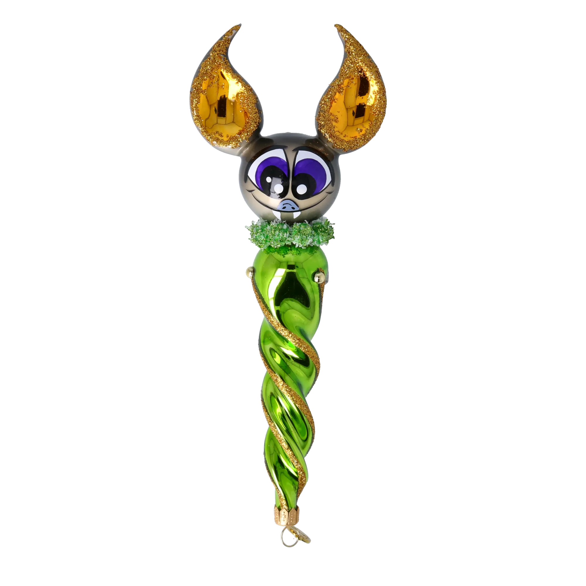 Bat -Green Claw. Handmade Glass Christmas ornament. 2024-224