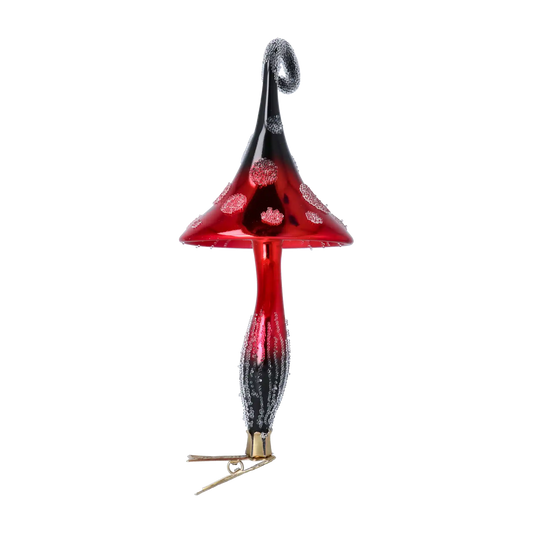 Grzybek Na Klipsie Szklana Ozdoba