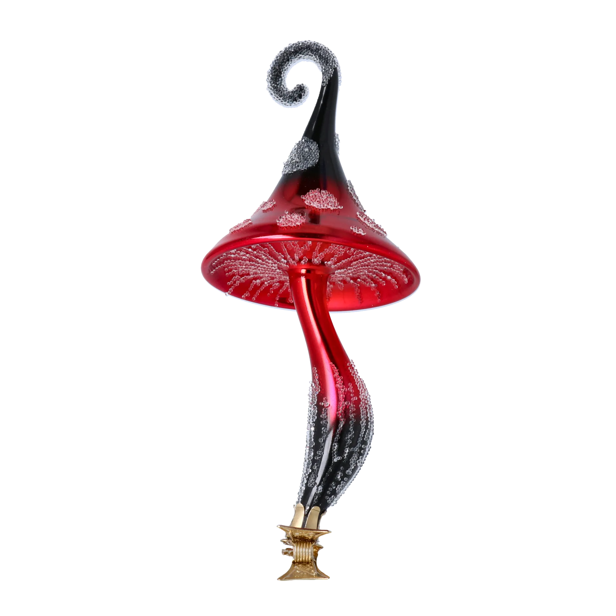 Enchanted Swirl Mushroom  Handmade Glass Christmas ornament 2024-231