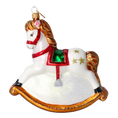 Load image into Gallery viewer, Gilded Pearl Rocking Horse Premium christmas glass ornament 2024-234

