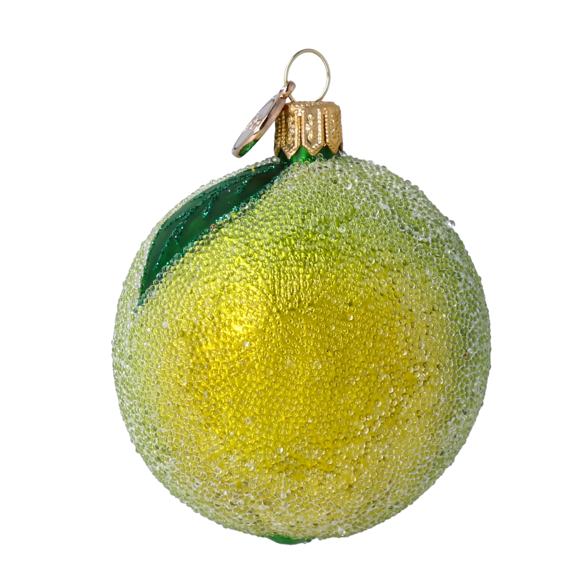 Hand Painted Glass Ornament - Lime. Handmade Glass Christmas ornament. 2024-240
