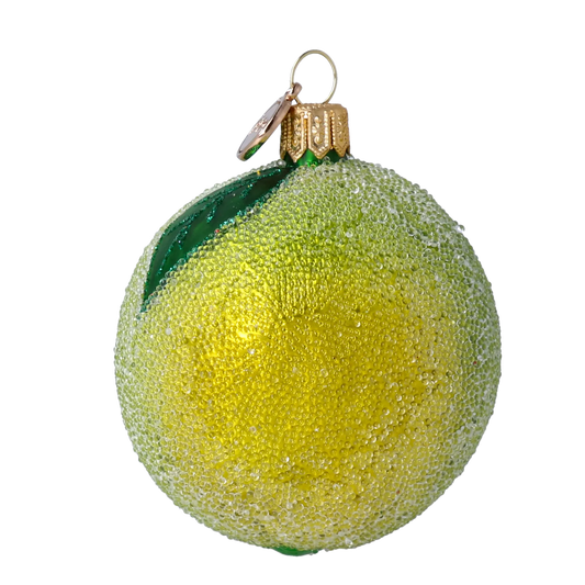 Hand Painted Glass Ornament - Lime. Handmade Glass Christmas ornament. 2024-240