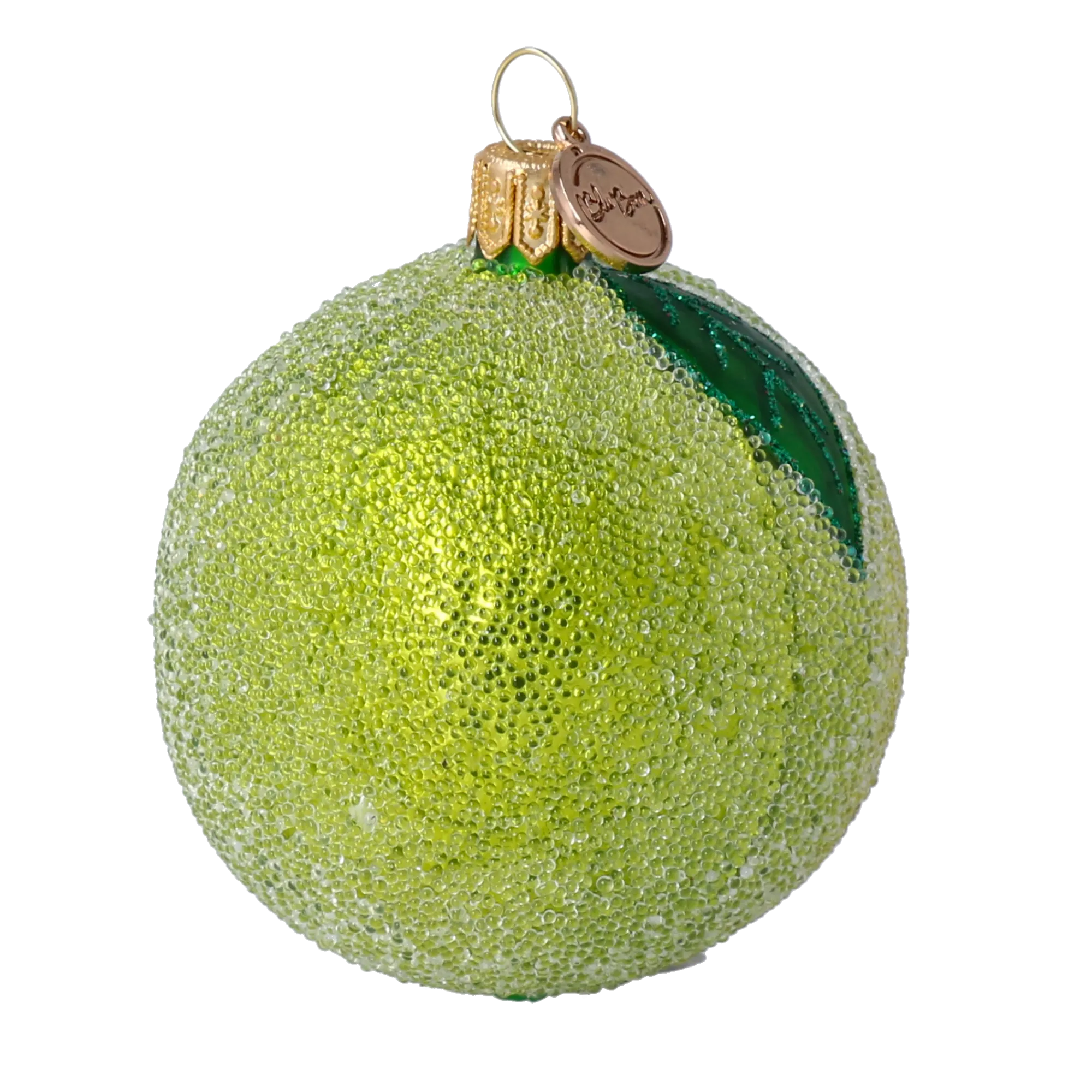 Hand Painted Glass Ornament - Lime. Handmade Glass Christmas ornament. 2024-240