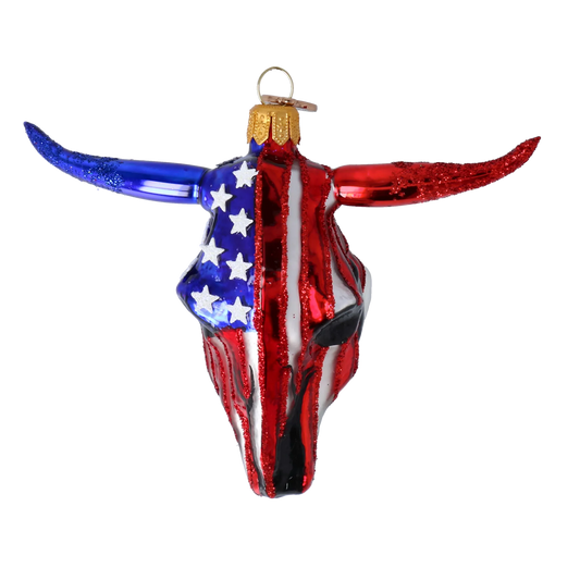 American Buffalo - Patriotic Glass Ornament. 2024-241