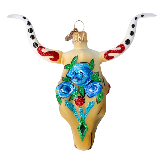 Turquoise Star Calavera Steer Premium christmas glass ornament 2024-243