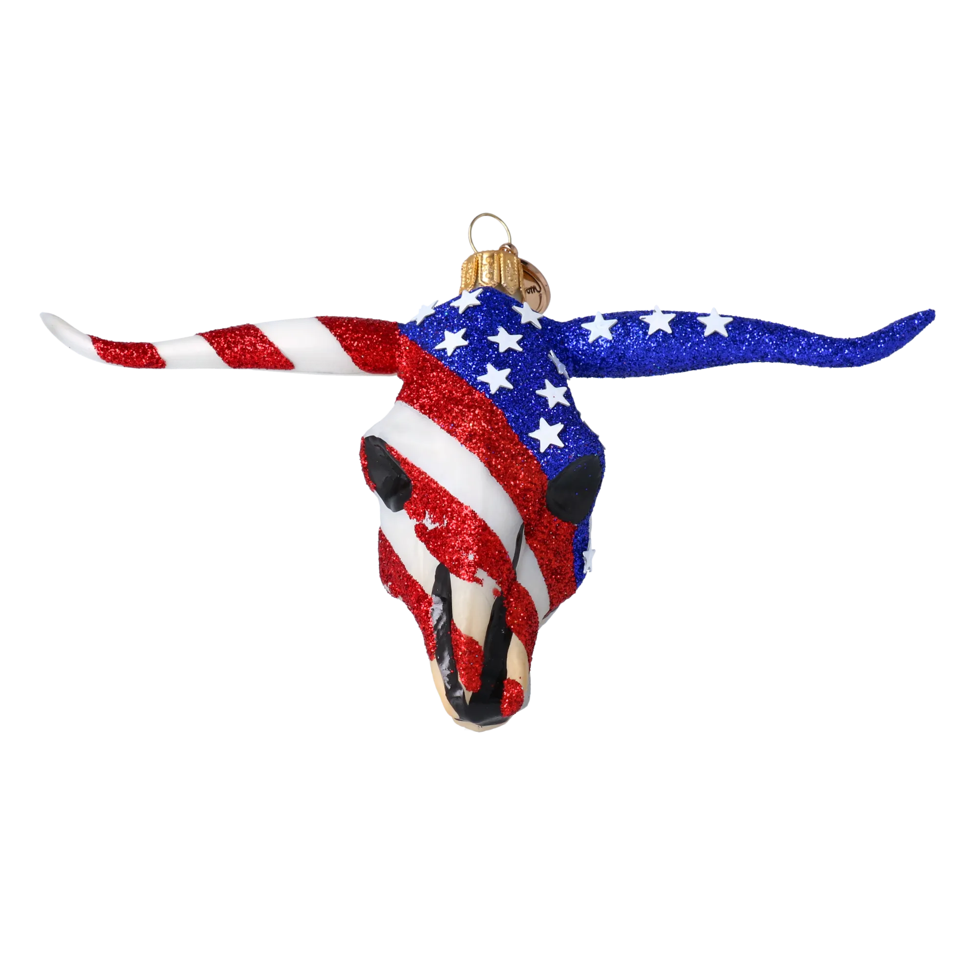 Patriotic Buffalo - American Decoration. Handmade Glass Christmas ornament. 2024-244
