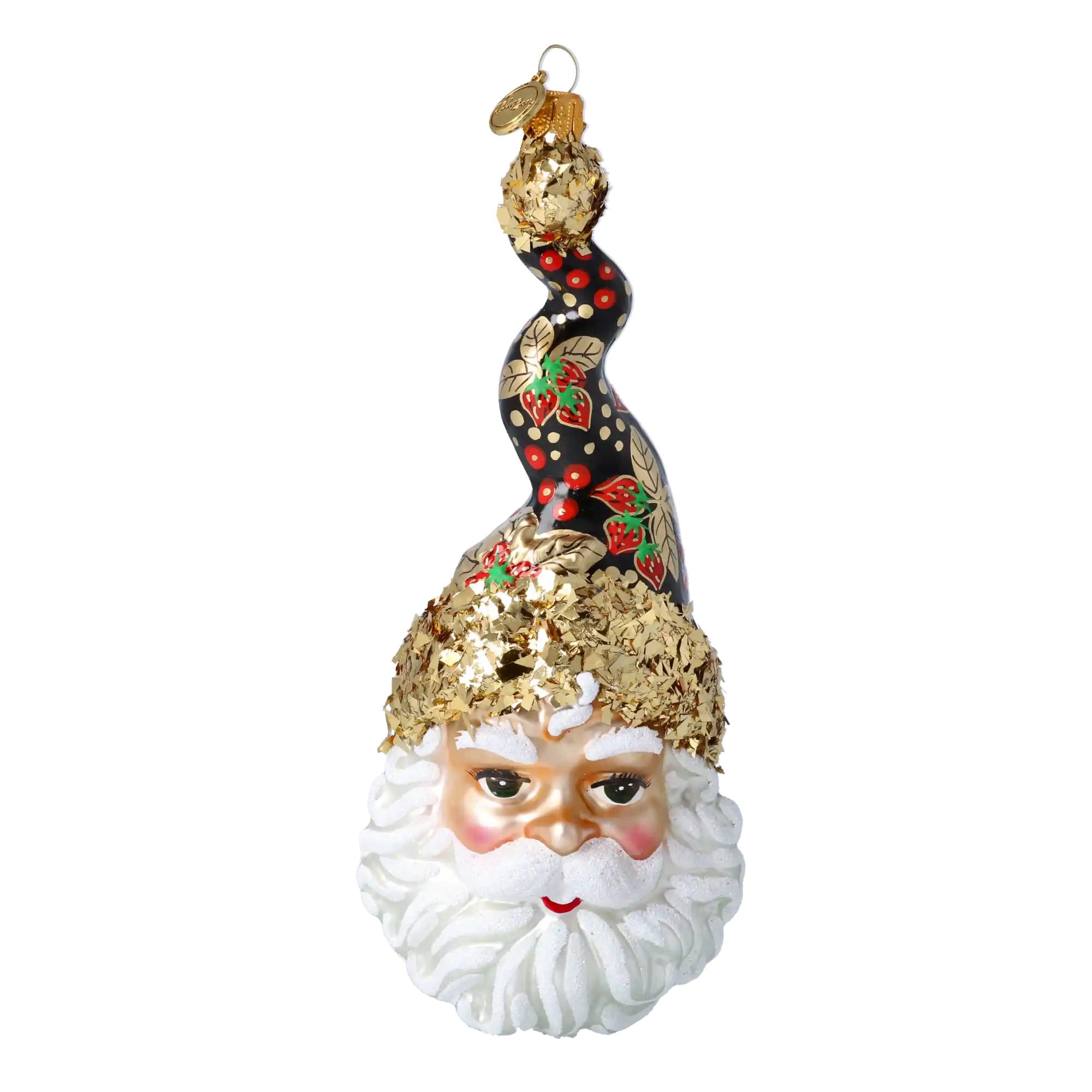 Truskawkowy Mikołaj W Kręconej Czapce Szklana Ozdoba