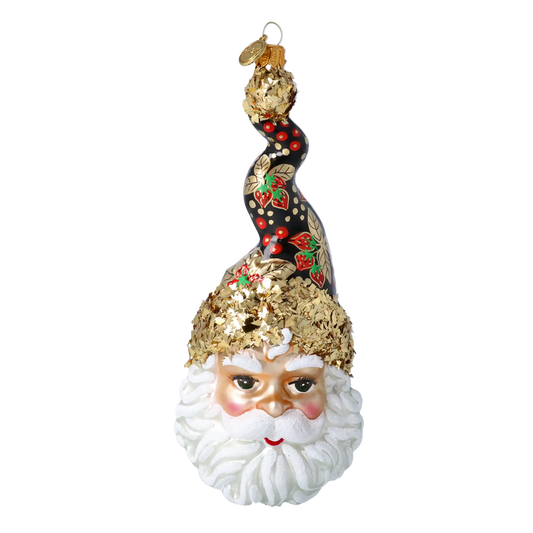 Truskawkowy Mikołaj W Kręconej Czapce Szklana Ozdoba
