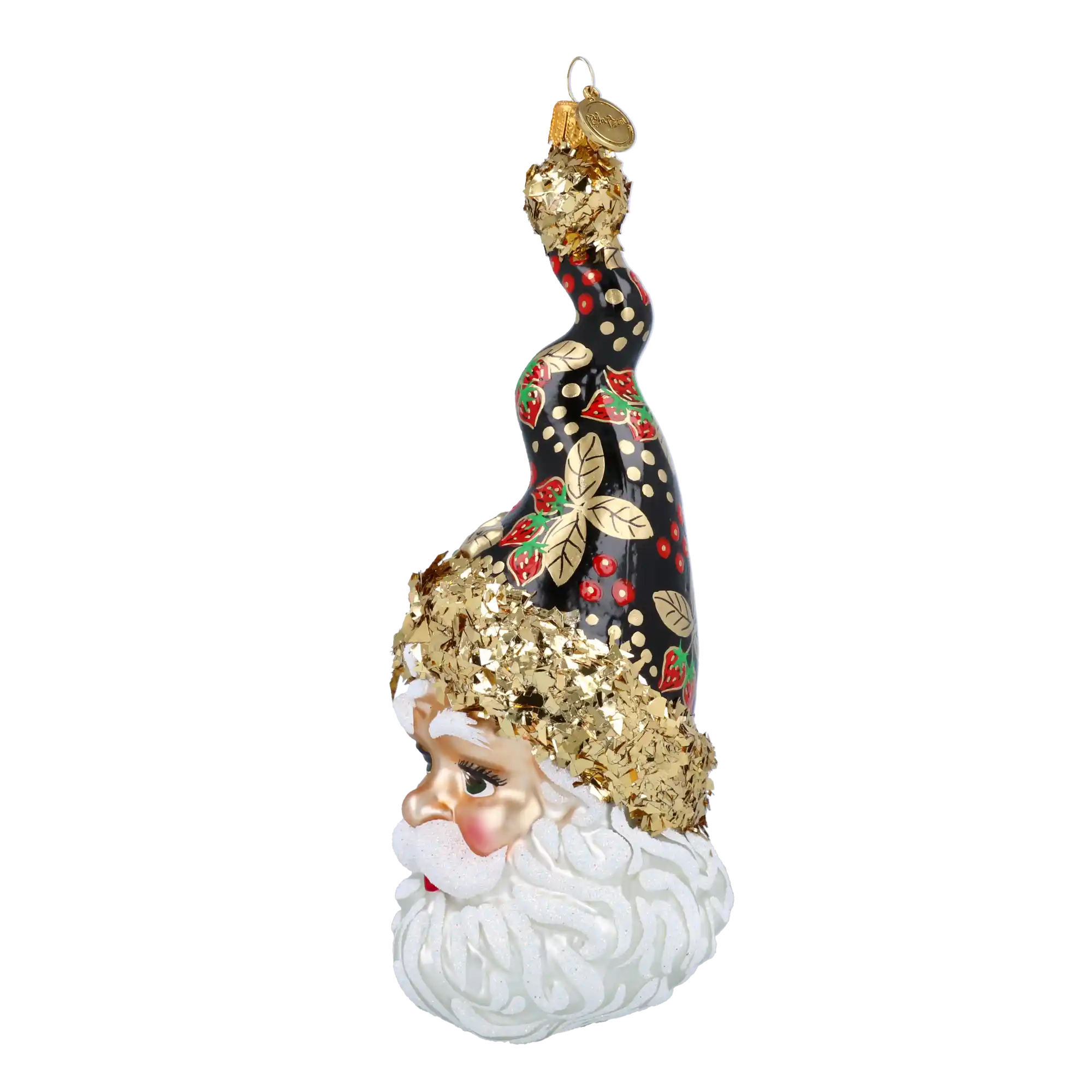 Truskawkowy Mikołaj W Kręconej Czapce Szklana Ozdoba