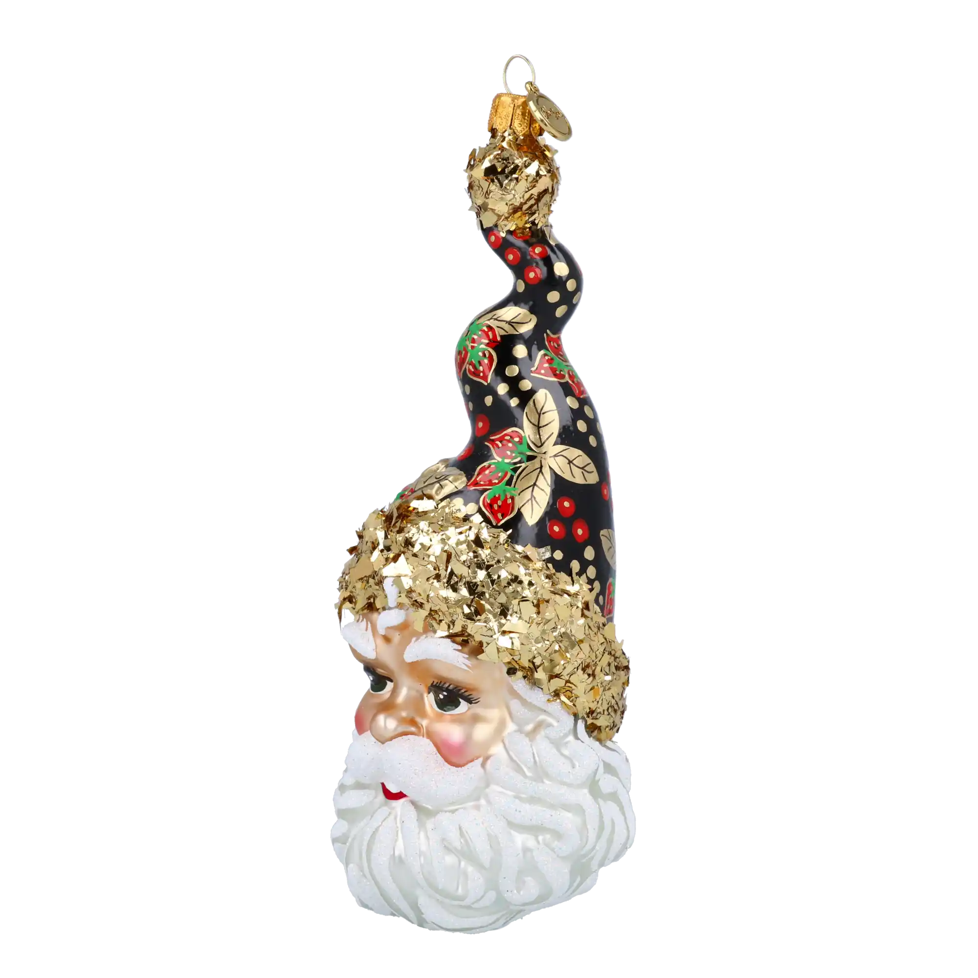 Truskawkowy Mikołaj W Kręconej Czapce Szklana Ozdoba