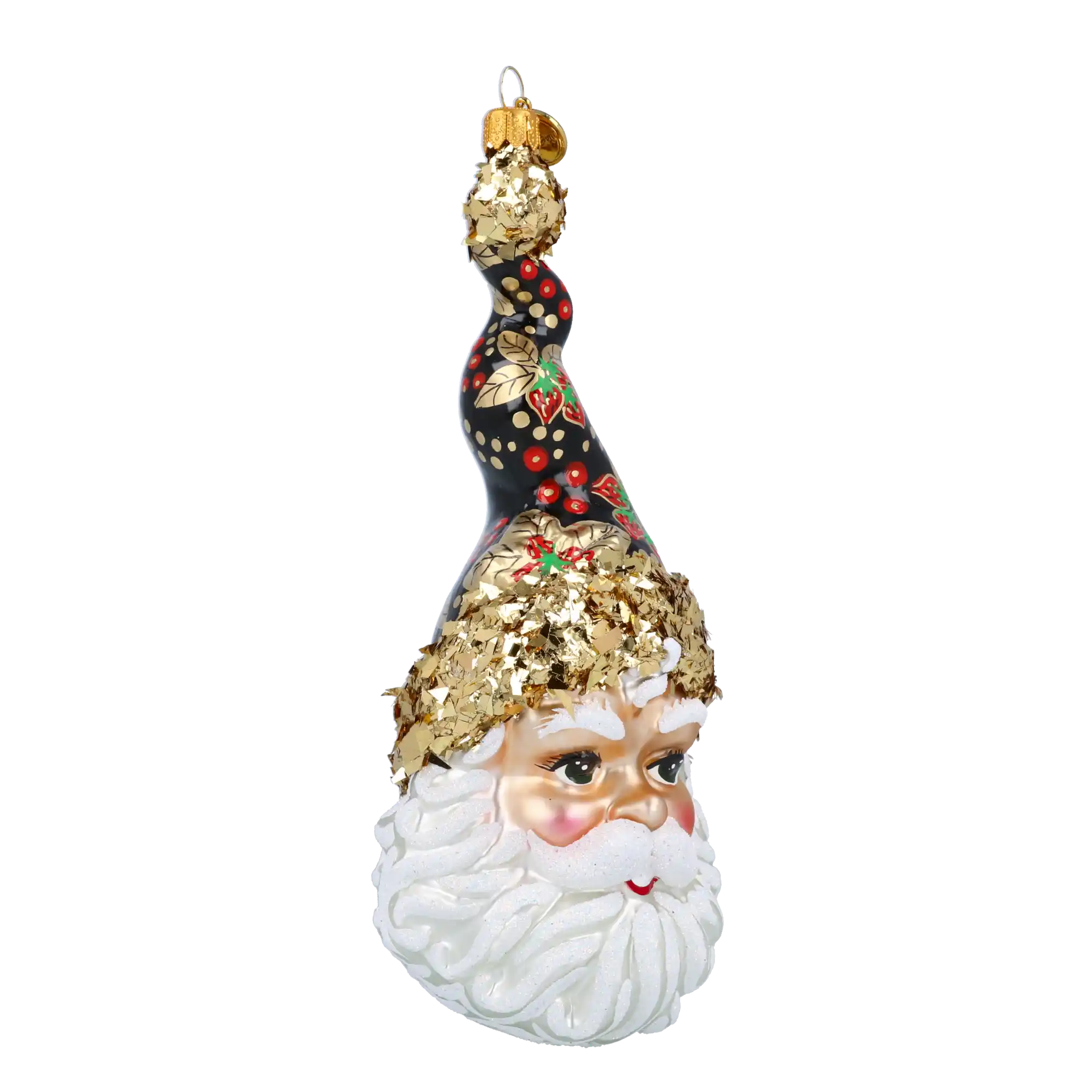 Truskawkowy Mikołaj W Kręconej Czapce Szklana Ozdoba