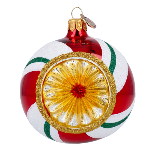Candy with Spotlight. Handmade Glass Christmas ornament. 2024-249