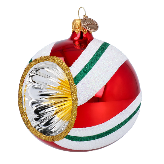 Candy with Spotlight. Handmade Glass Christmas ornament. 2024-249