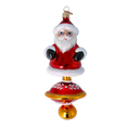 Załaduj obraz do przeglądarki galerii, Ornament Merry Santa Claus on a spinning wheel. Handmade Glass Christmas ornament. 2024-255
