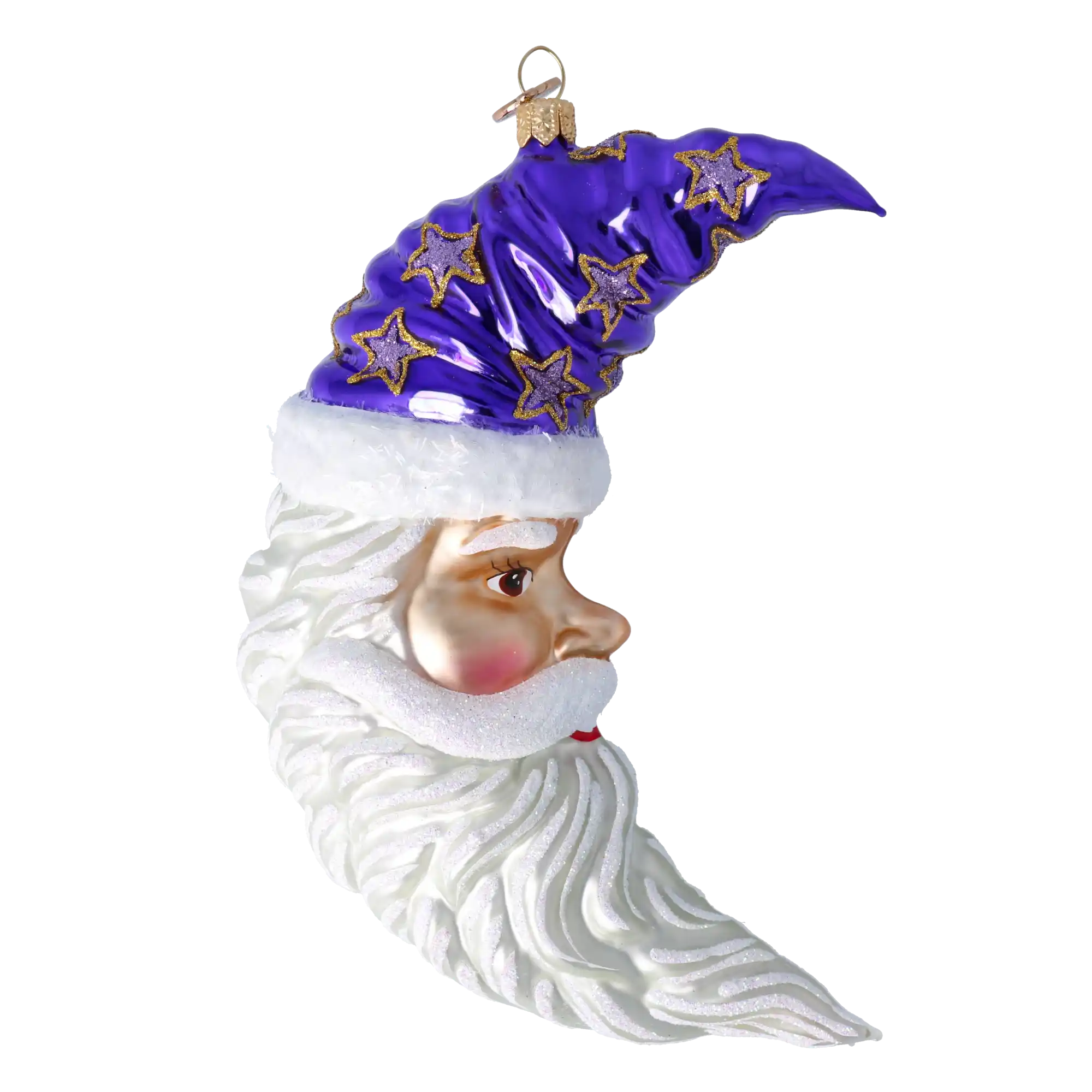 Fioletowy Mikołaj Księżyc w gwiazdki Szklana Ozdoba