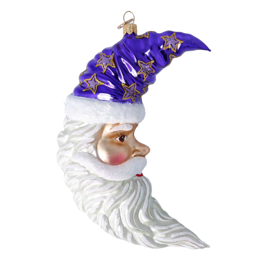 Fioletowy Mikołaj Księżyc w gwiazdki Szklana Ozdoba