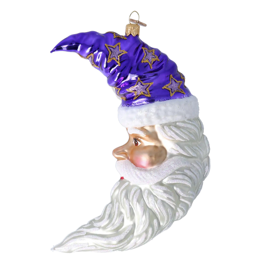 Fioletowy Mikołaj Księżyc w gwiazdki Szklana Ozdoba
