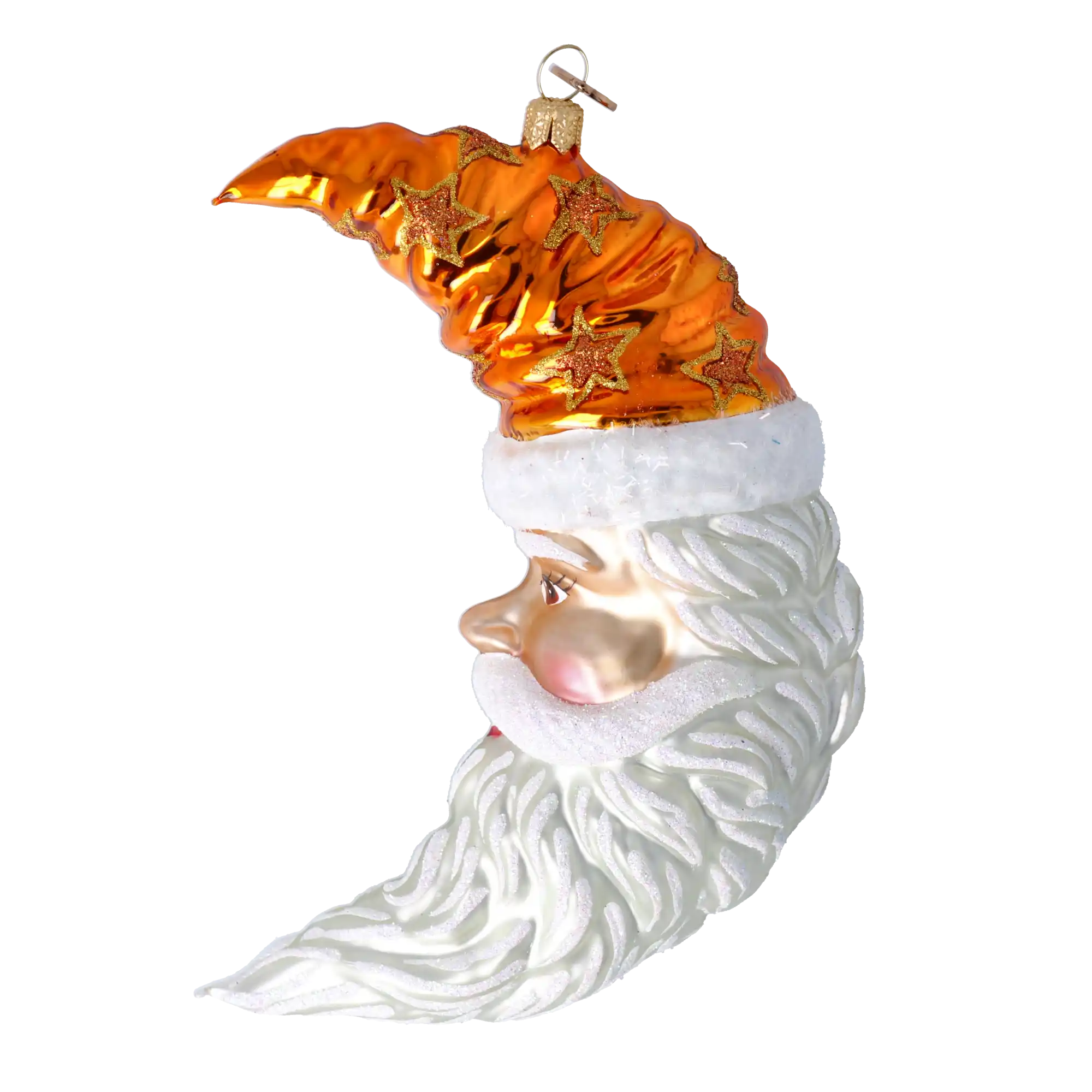 Pomarańczowy Mikołaj Księżyc Szklana Ozdoba