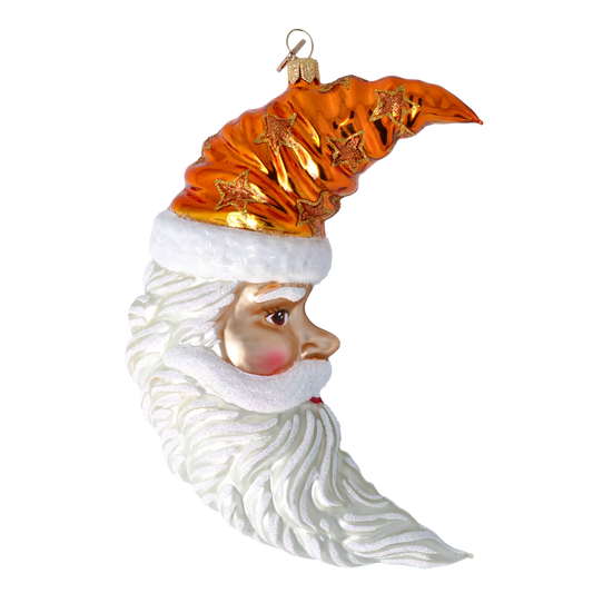 Amber Starlight Crescent Santa Premium christmas glass ornament 2024-259