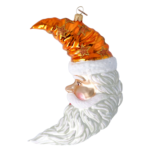 Amber Starlight Crescent Santa Premium christmas glass ornament 2024-259