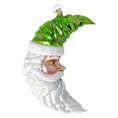 Load image into Gallery viewer, Enchanted Santa Moon. Handmade Glass Christmas ornament.
