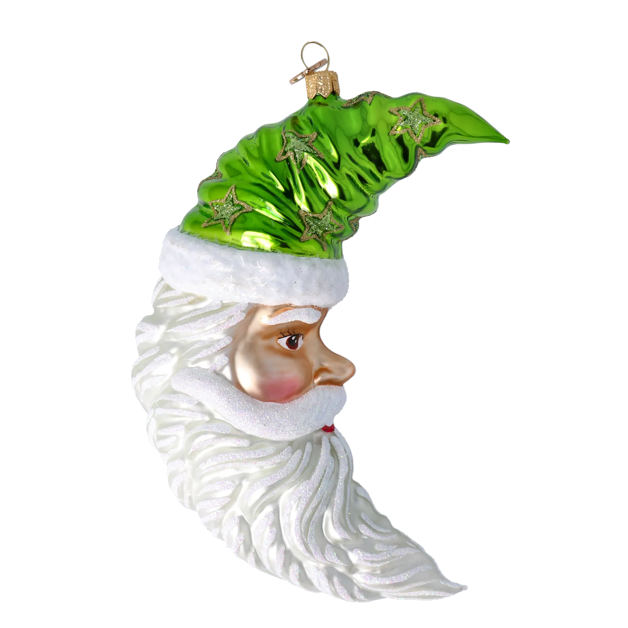 Enchanted Santa Moon. Handmade Glass Christmas ornament. 2024-260