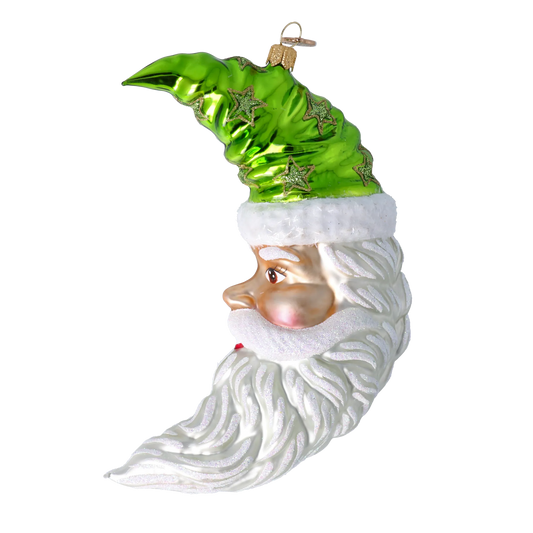 Enchanted Santa Moon. Handmade Glass Christmas ornament. 2024-260
