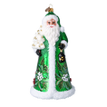 Załaduj obraz do przeglądarki galerii, Christmas Green Santa Claus. Handmade Glass Christmas ornament. 2024-262
