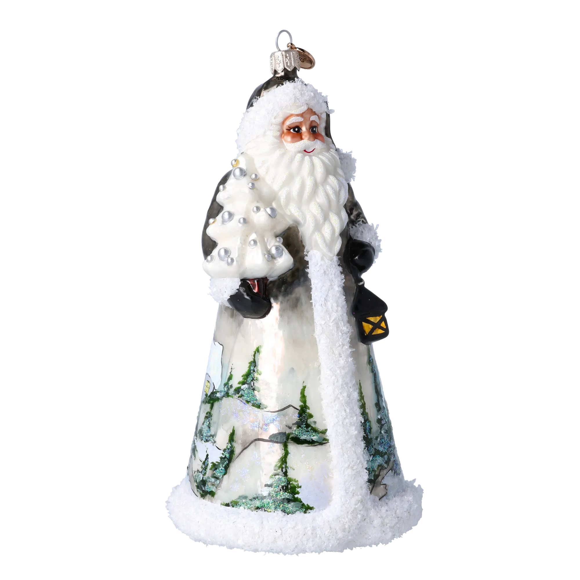 Winter Christmas Santa. Handmade Glass Christmas ornament. 2024-263