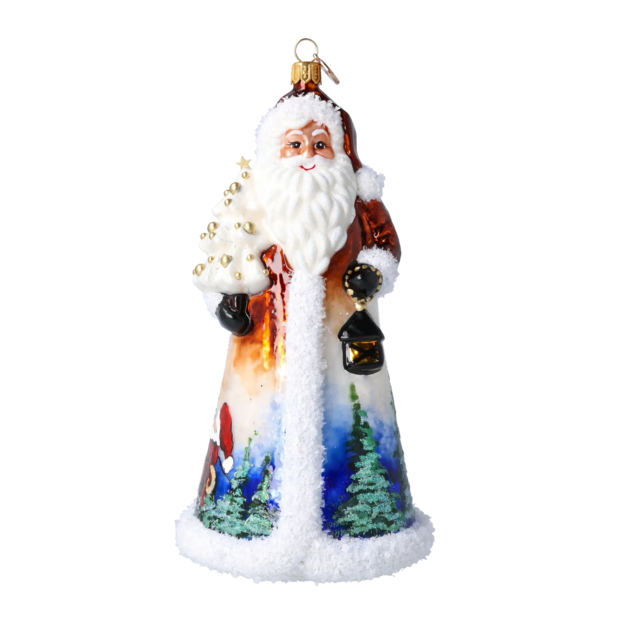 Santa's Snow Magic. Handmade Glass Christmas ornament. 2024-264